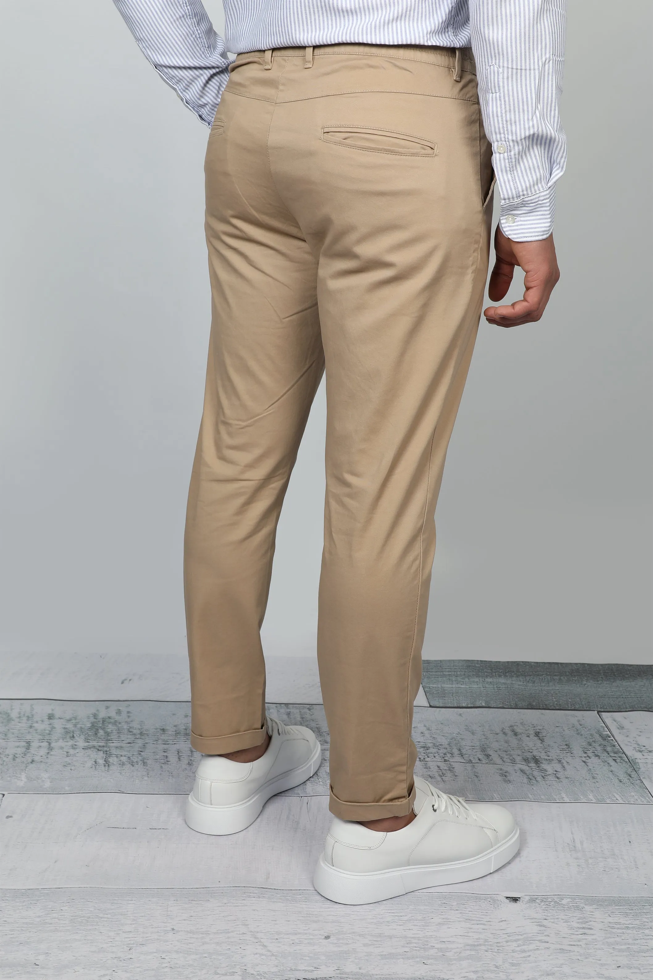 Beige Chino Jogger With Elastic Waist