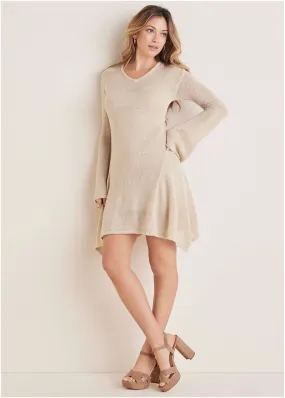 Bell Sleeve Sweater Dress - Oatmeal