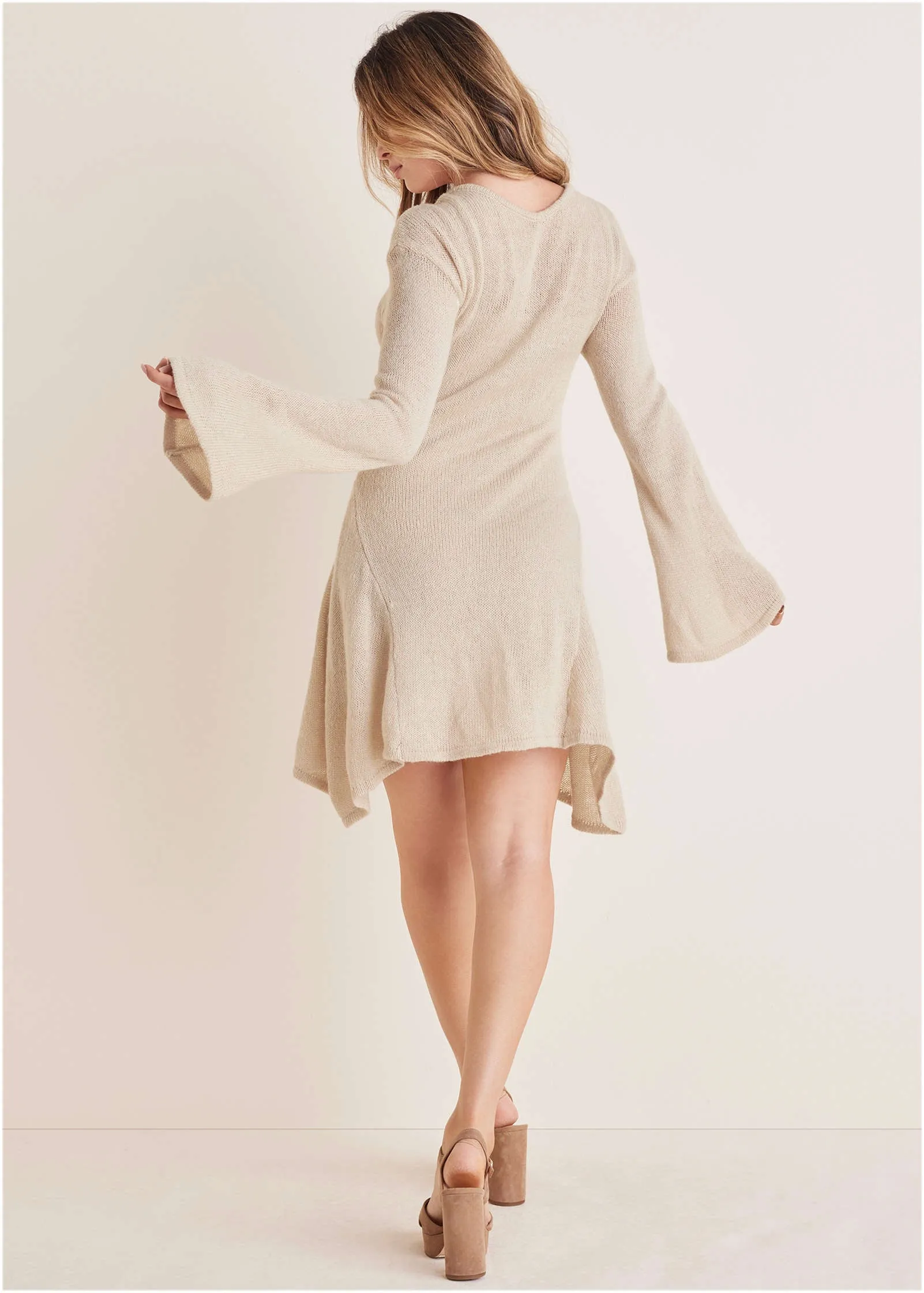 Bell Sleeve Sweater Dress - Oatmeal