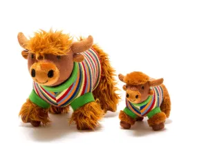 Best Years Ltd Knitted Highland Cow in Stripe Jumper