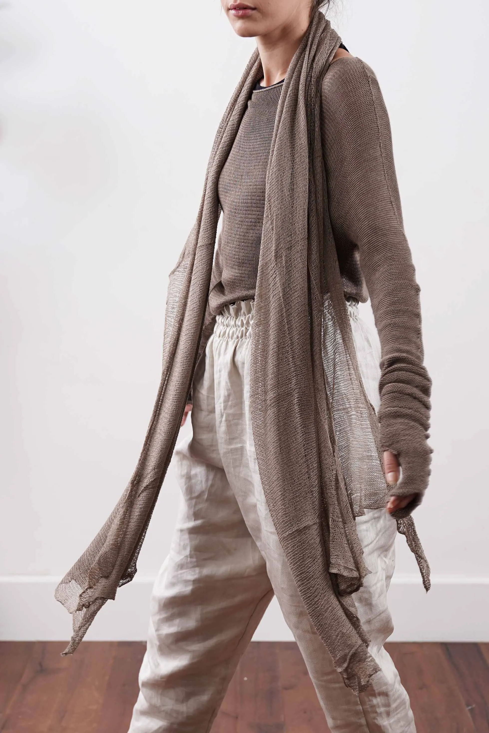 Big Air Bamboo knit Scarf -  Dark Brown / Light Brown