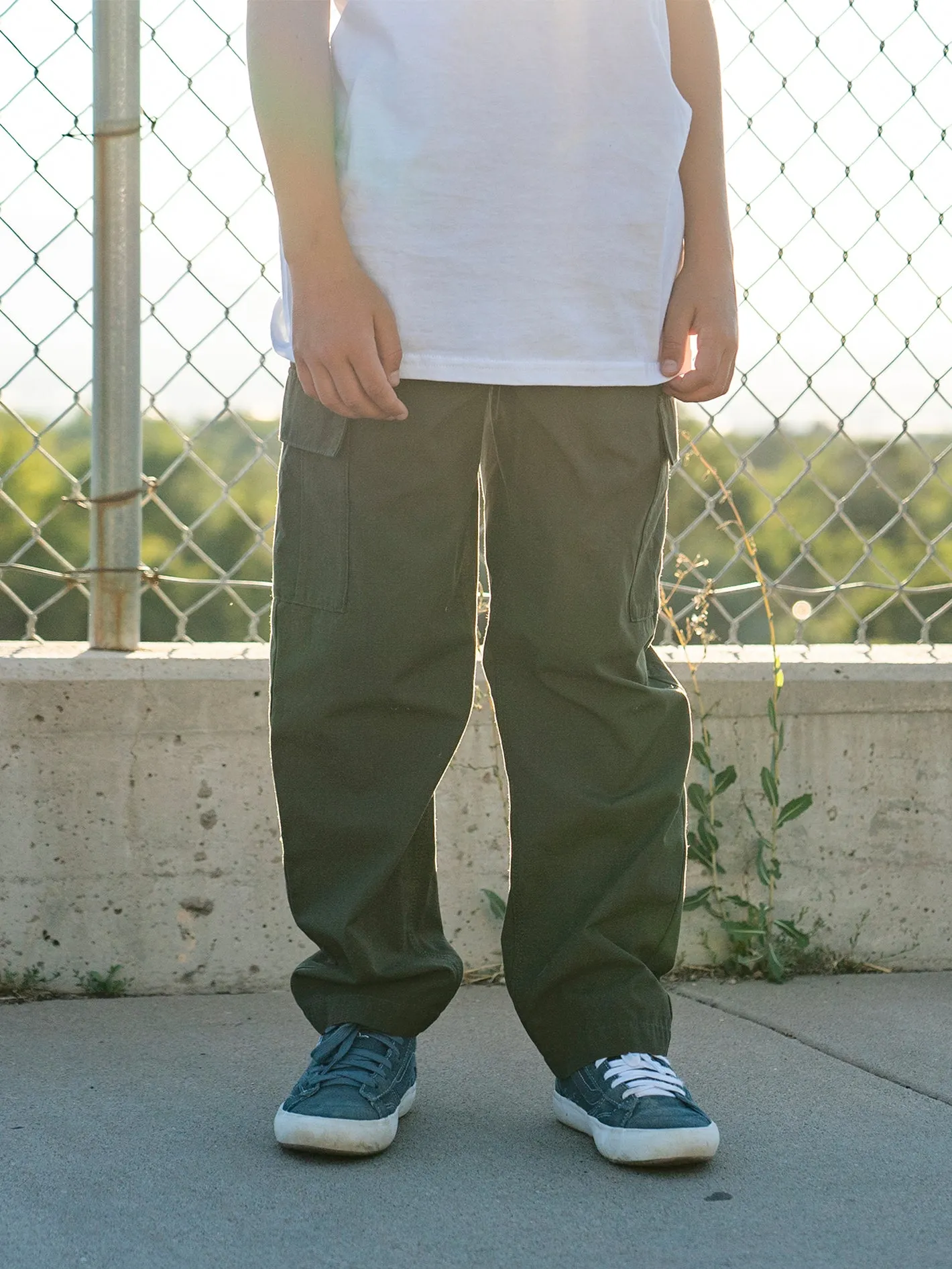 Big Boys March Cargo Elastic Waist Pants - Squadron Green