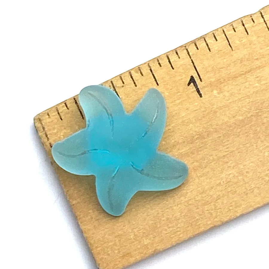 Blue Starfish 3/4" Recycled Tumbled "Sea" Glass Button   #958