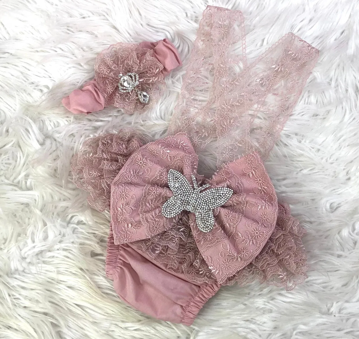 Blush Lace Butterfly Romper