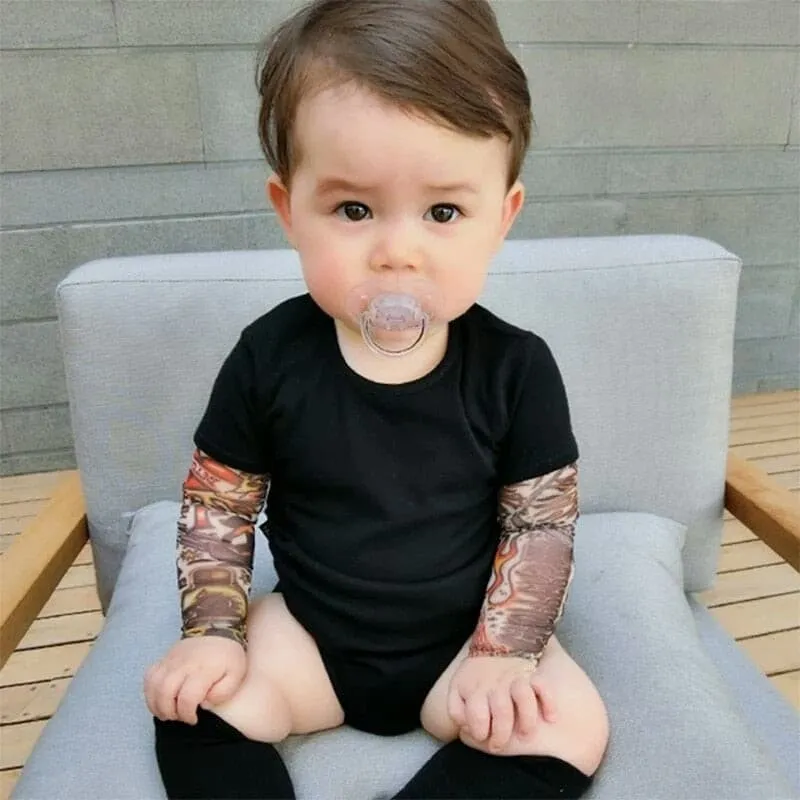 Bodysuit Baby Tattoo - Boys Tattoo Romper  - Black or Grey