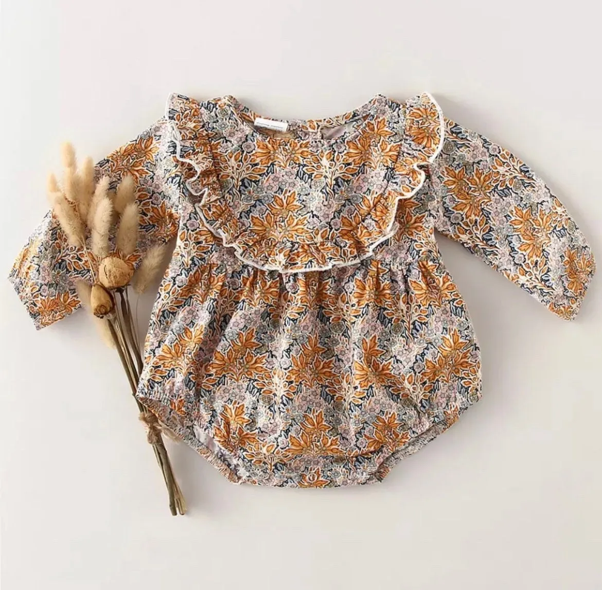 Boho Floral Blouse - Organic Cotton Romper,