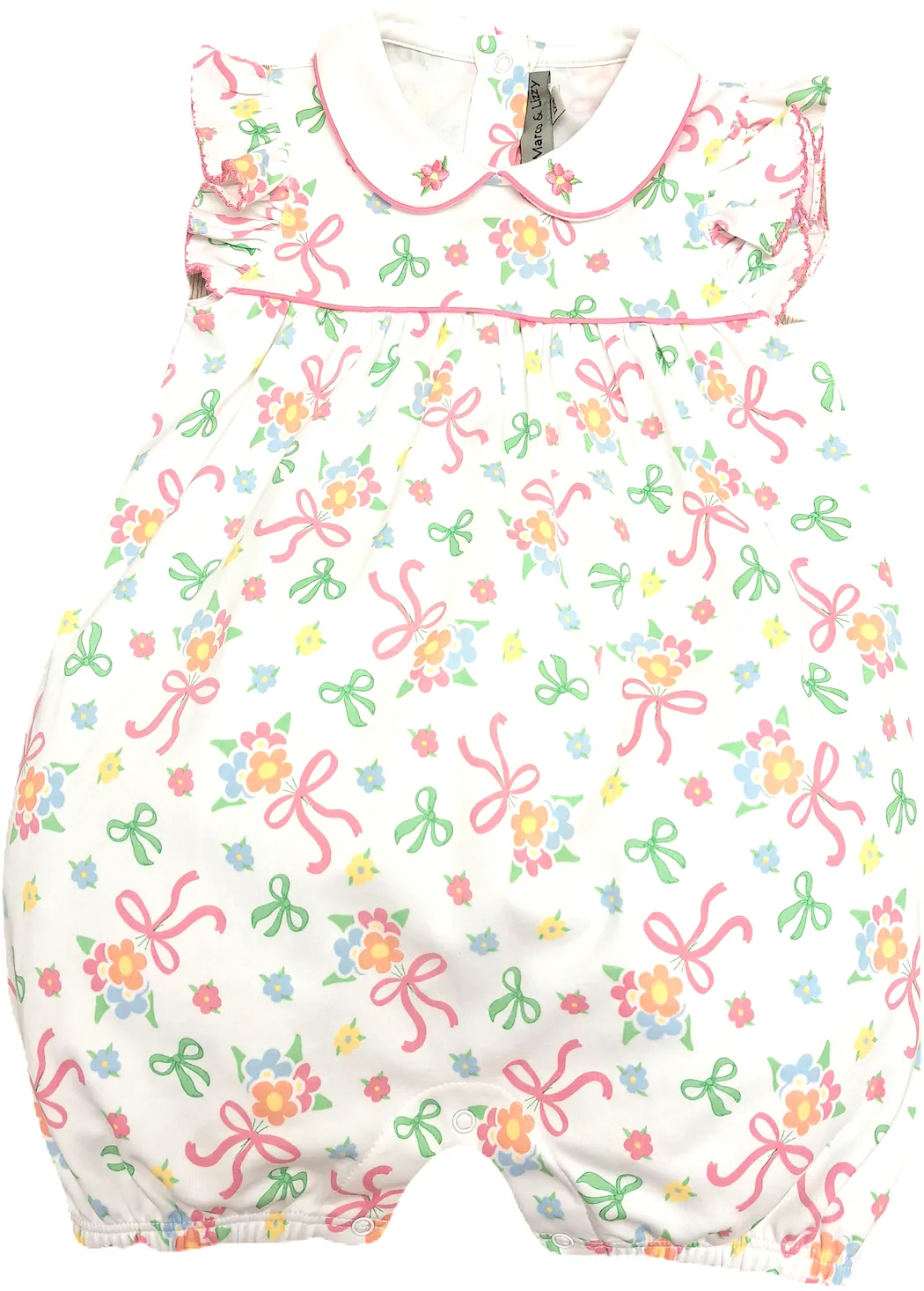 Bows and Flowers Baby Girl Romper Pima Cotton