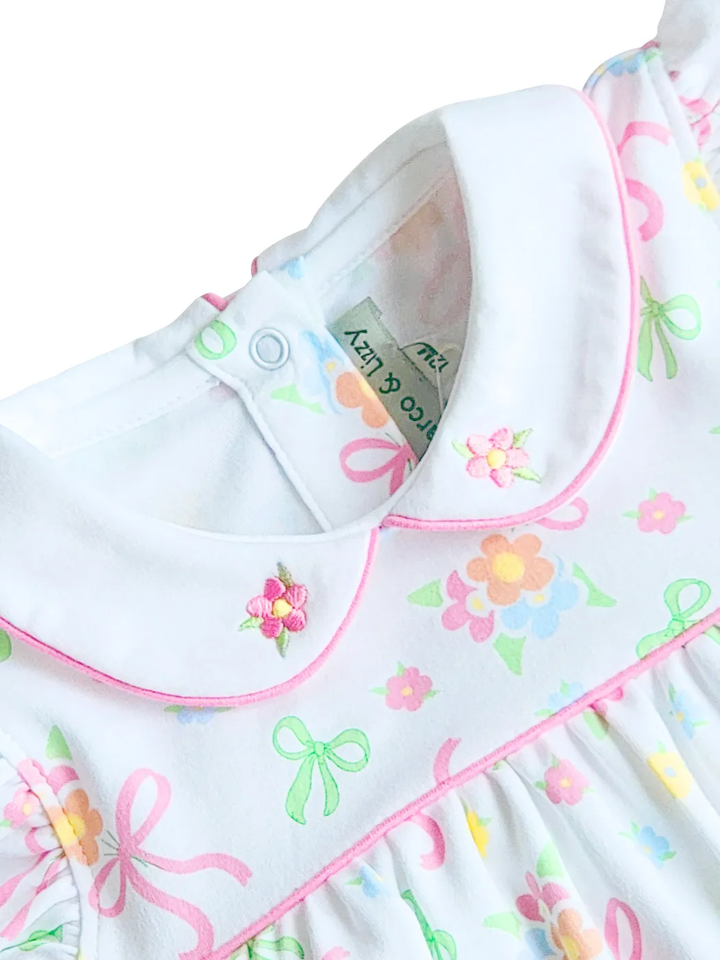 Bows and Flowers Baby Girl Romper Pima Cotton