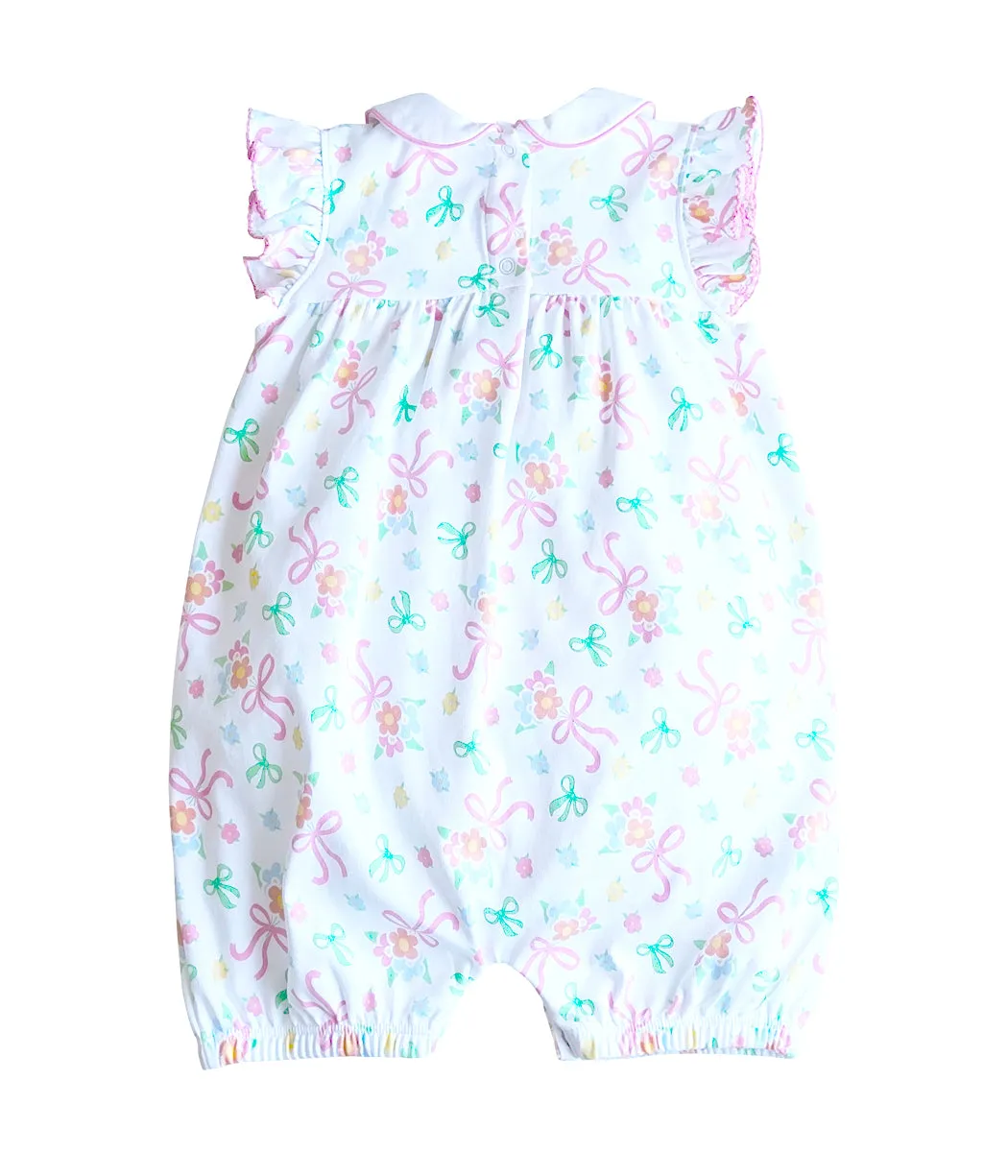 Bows and Flowers Baby Girl Romper Pima Cotton