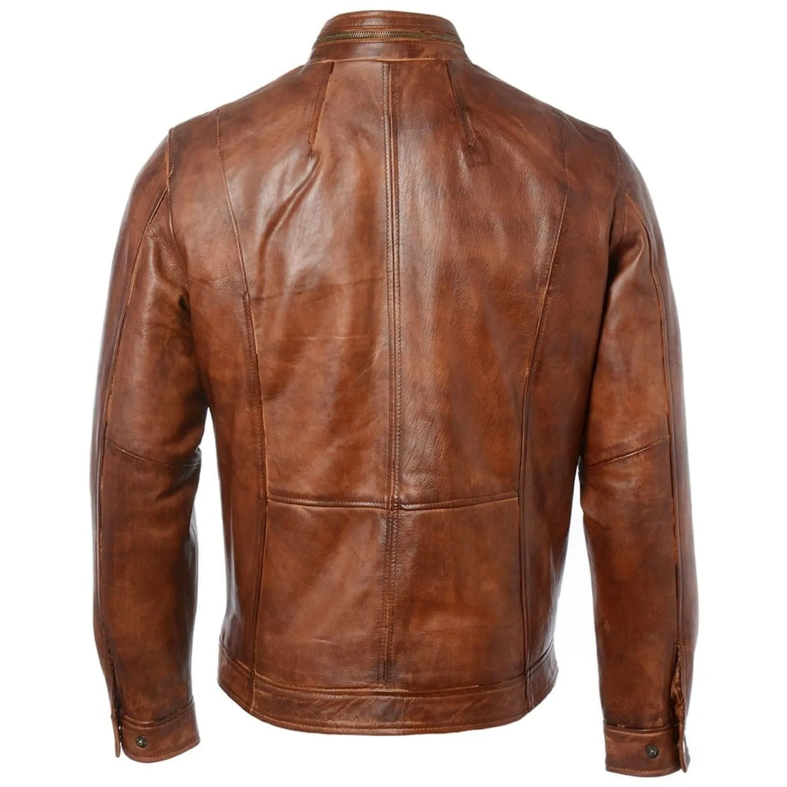 Brown Handmade Distressed Biker Leather Jacket