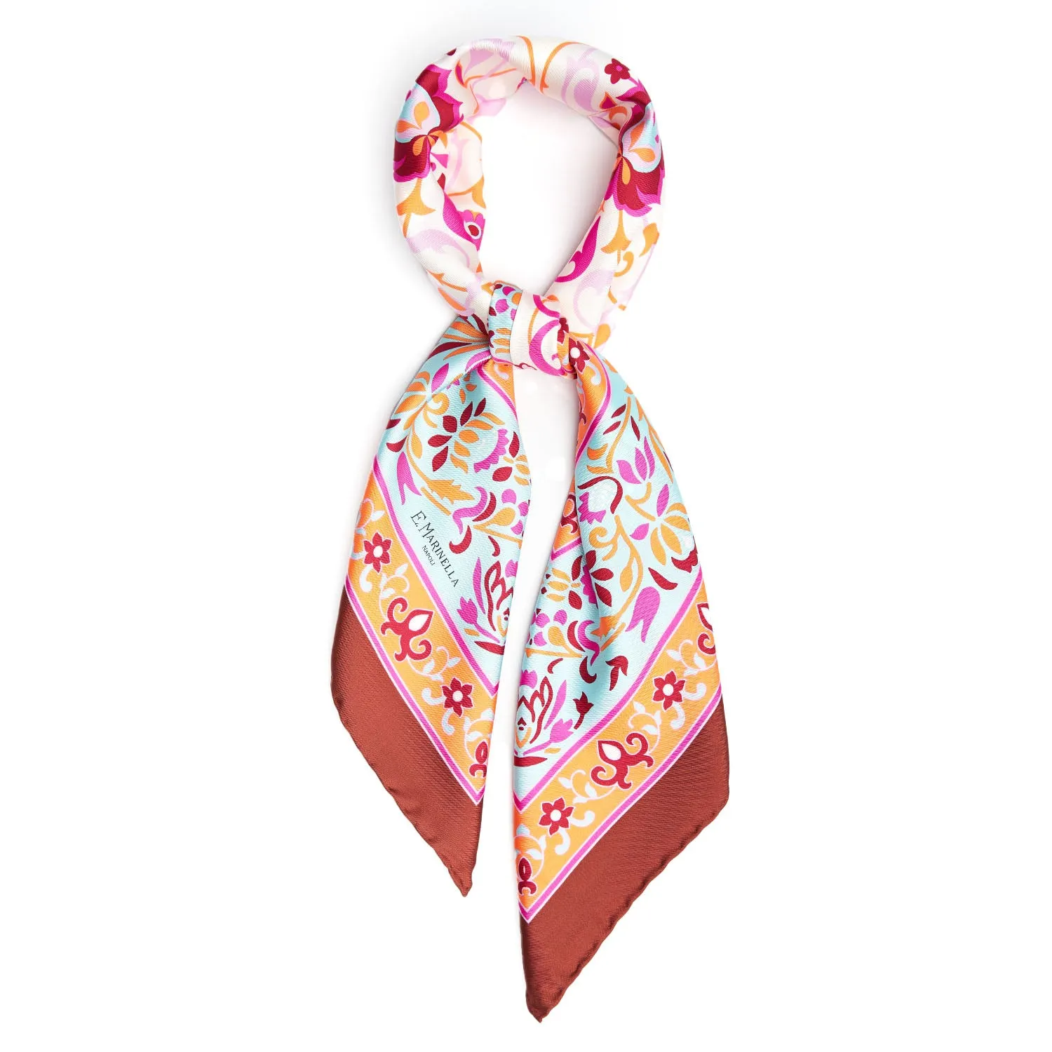 BROWN SILK SCARF 90