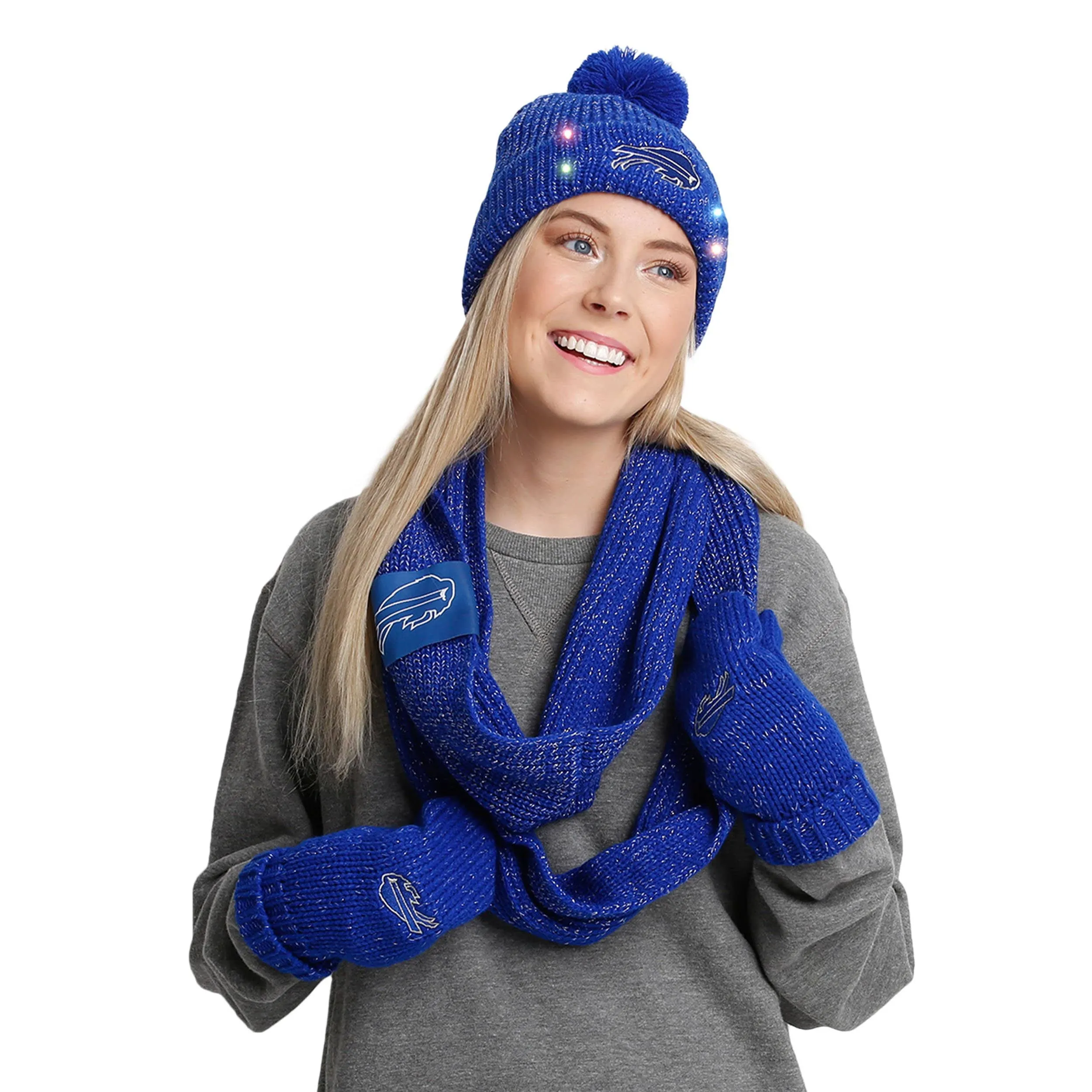 Buffalo Bills NFL Womens Glitter Knit Cold Weather Set