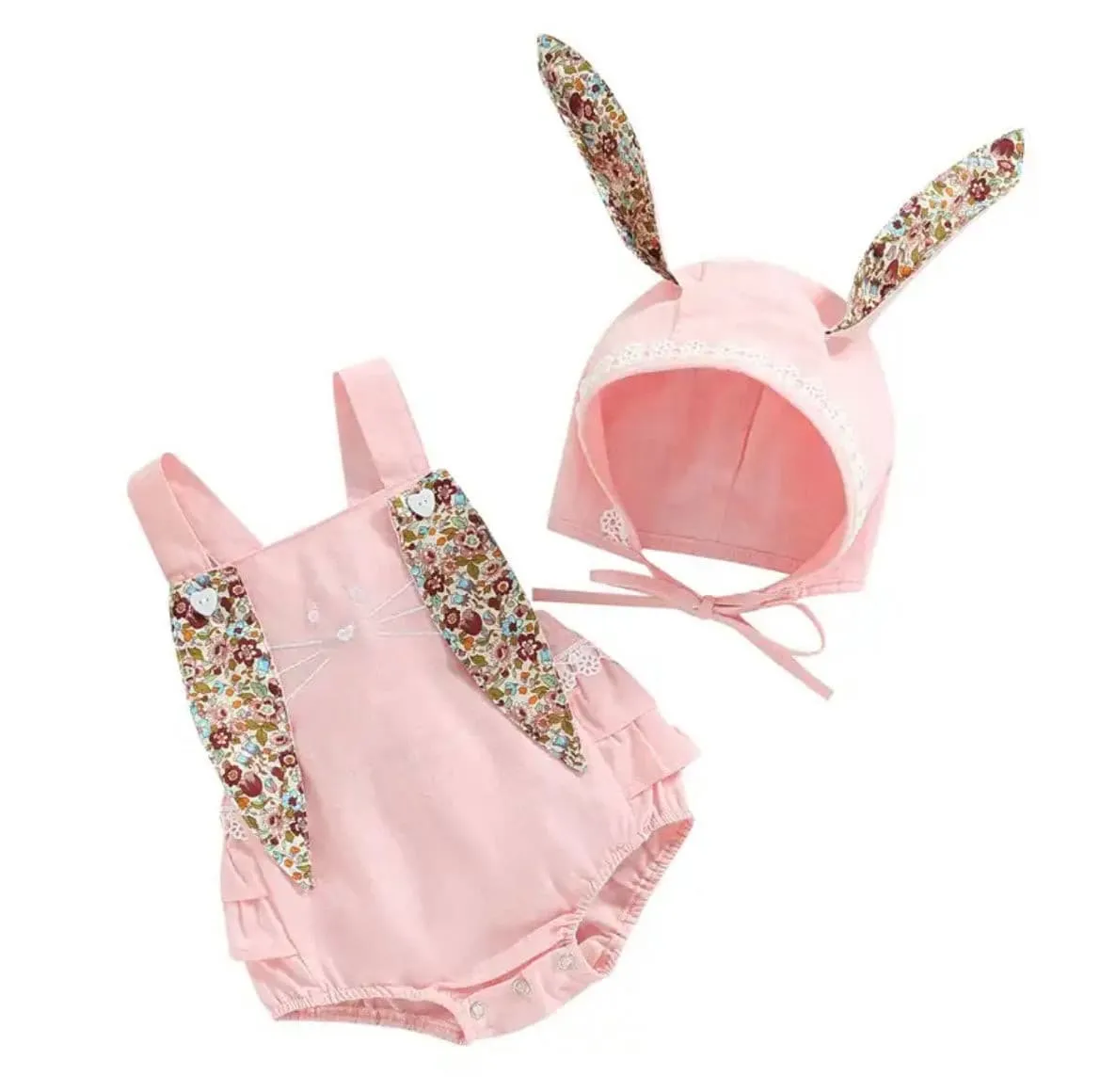 Bunny Romper & Matching Hat - Pink