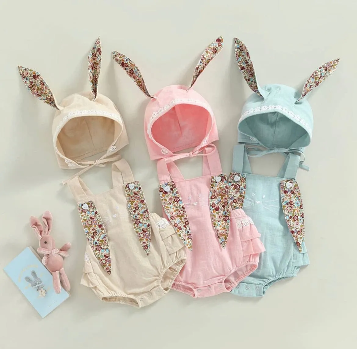 Bunny Romper & Matching Hat - Pink