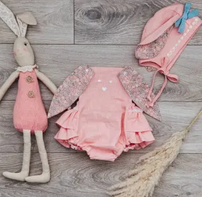 Bunny Romper & Matching Hat - Pink