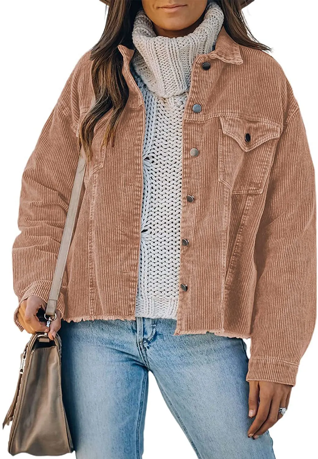 Buttons Women's Loose Long-sleeved Jacket