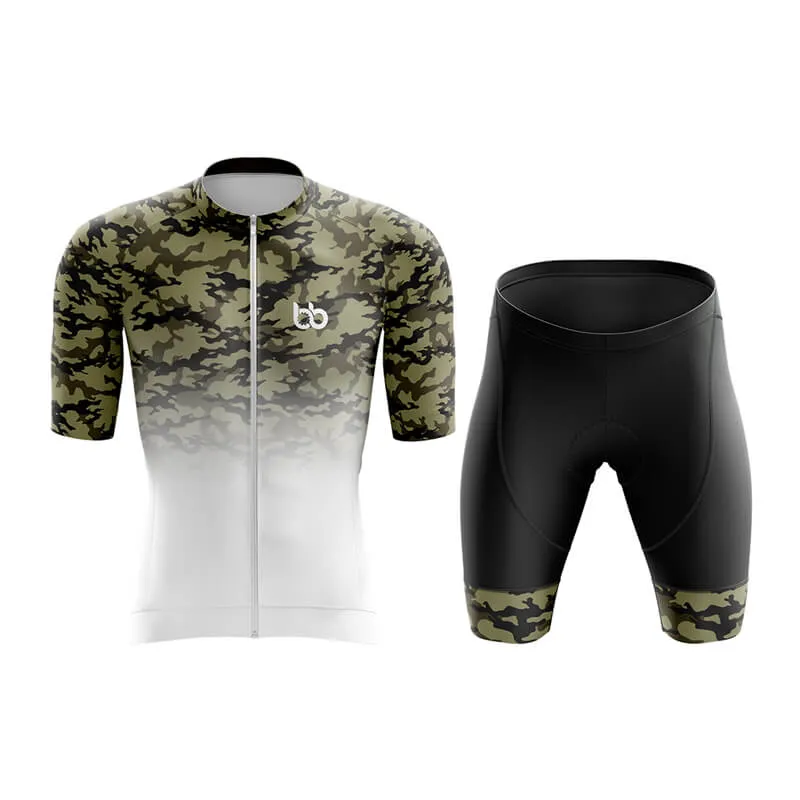 Camouflage Neck Aero Cycling Kit (V3) (Green-White)