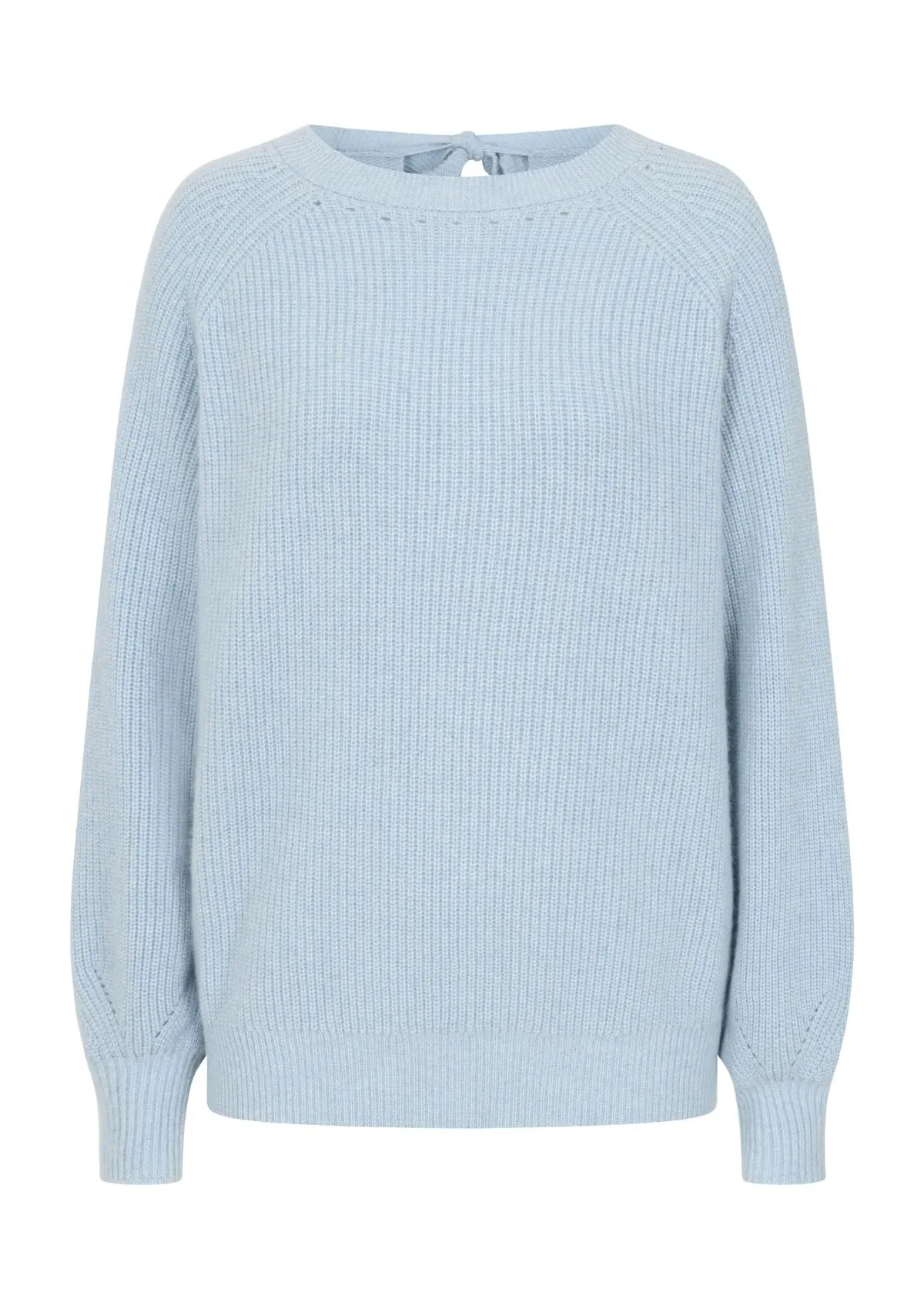 Cashmere Tie Back Sweater in Sky Blue