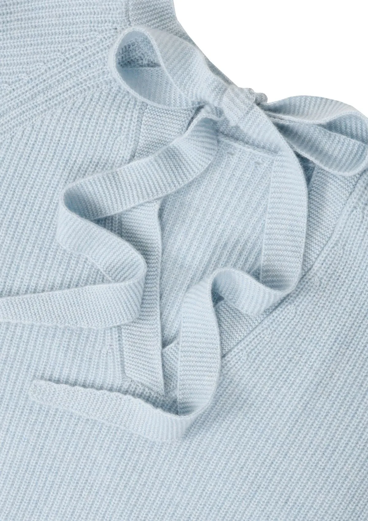 Cashmere Tie Back Sweater in Sky Blue