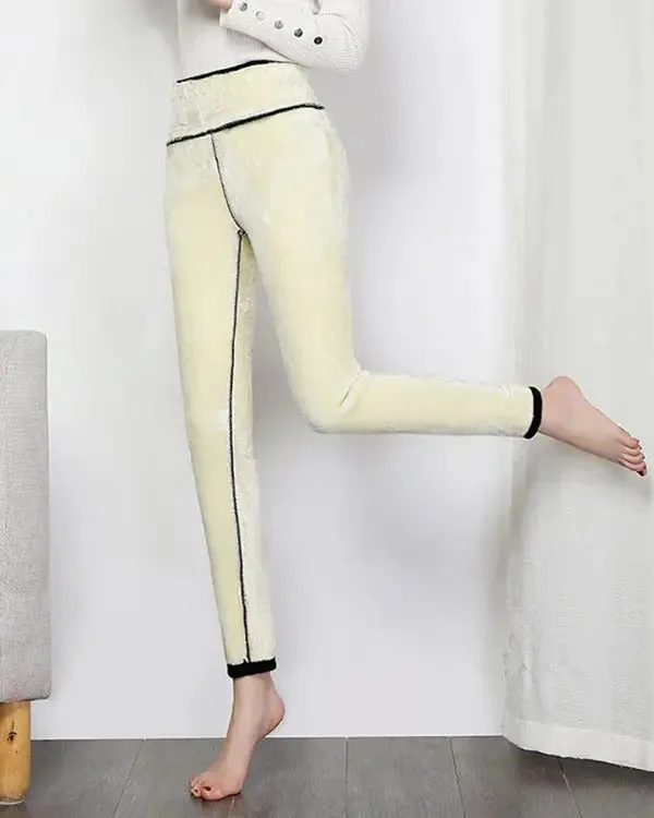 Cat Print High Waist Super Thick Cashmere Thermal Leggings