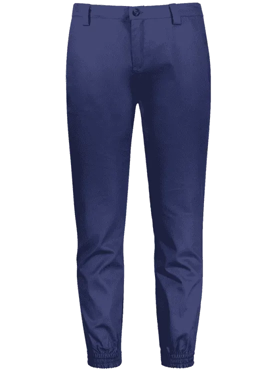 Cheap Zipper Fly Patched Jogger Pants