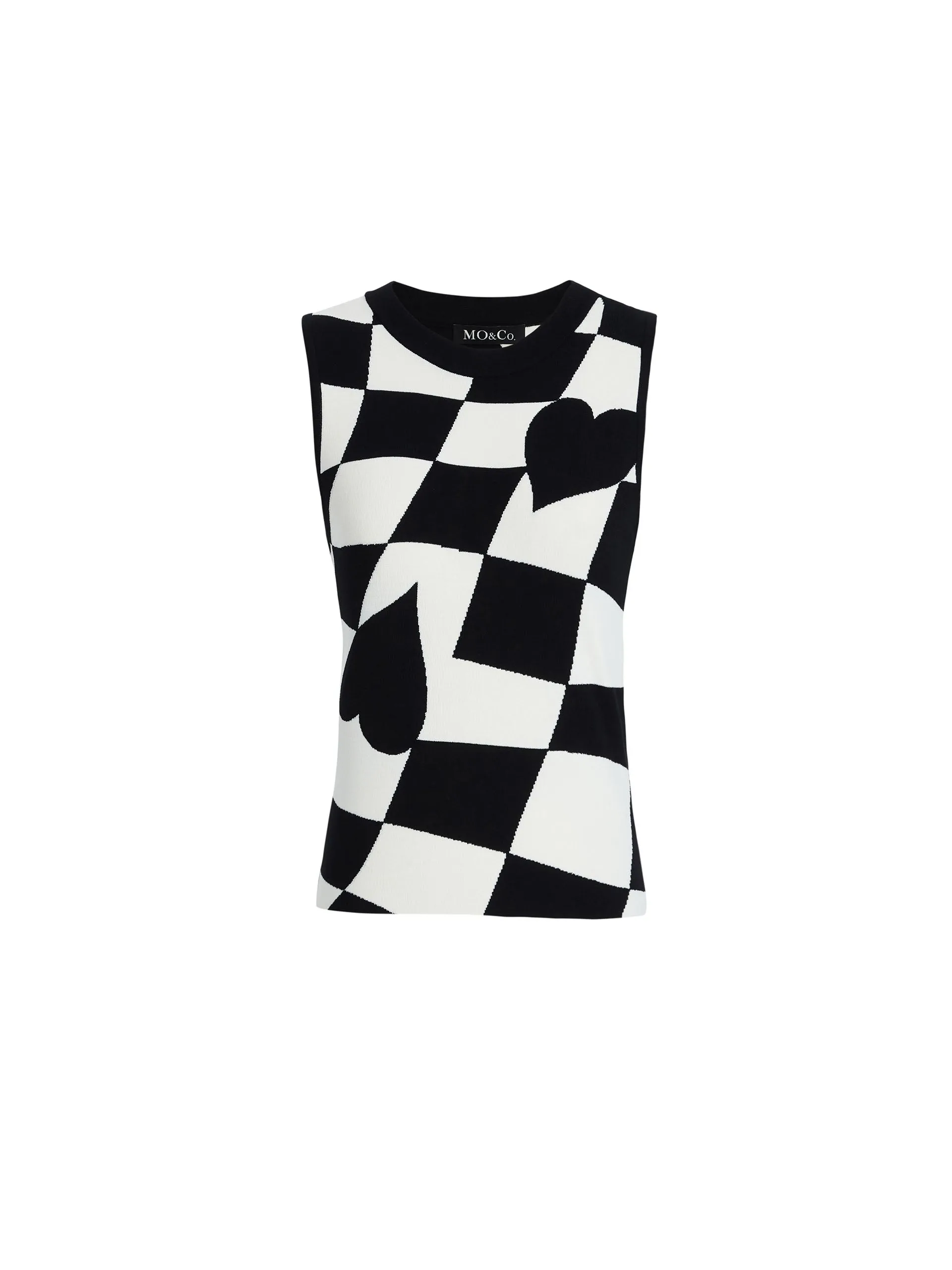 Checkered Round Neck Knit Vest