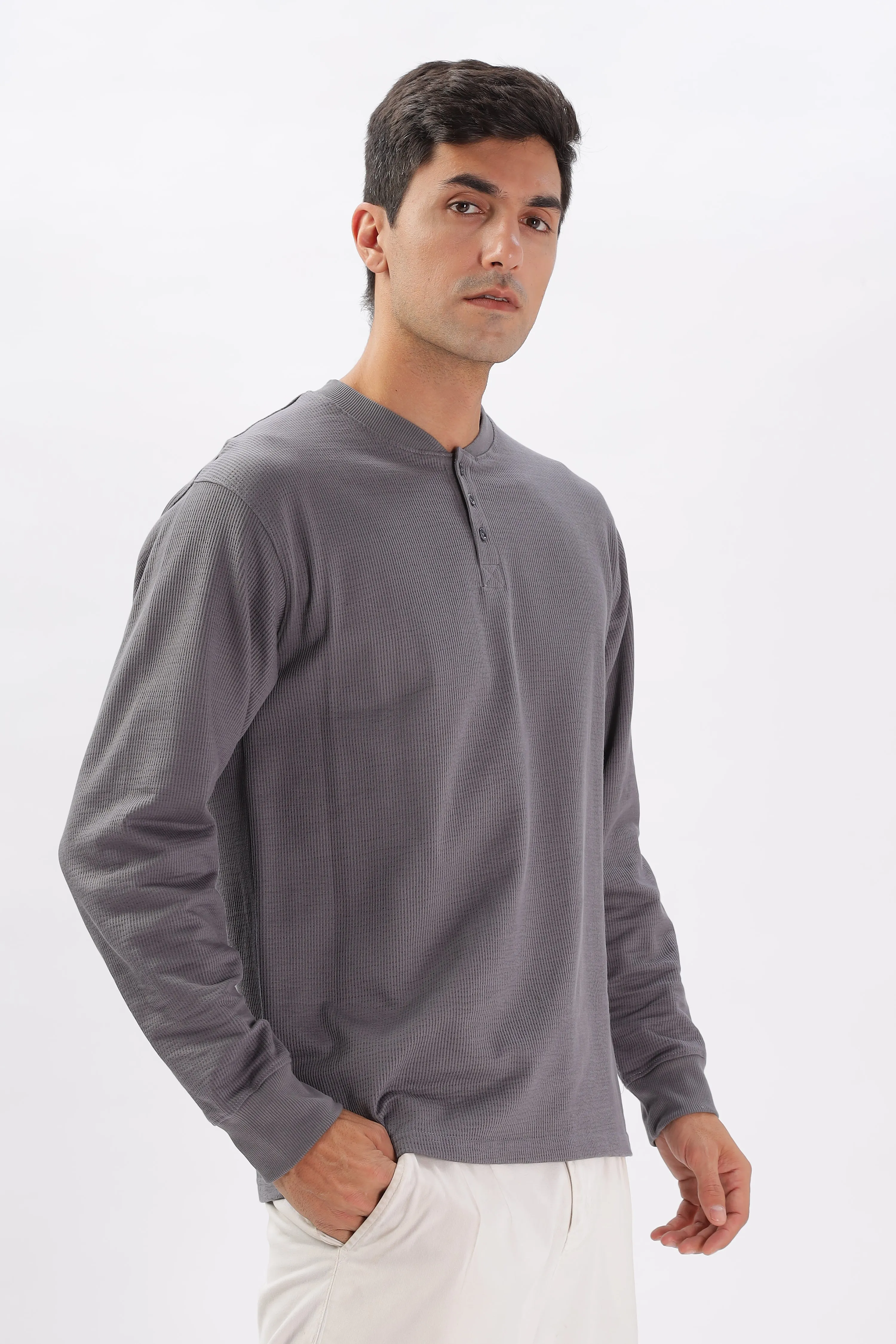 Classic Henley T-Shirt: Gray