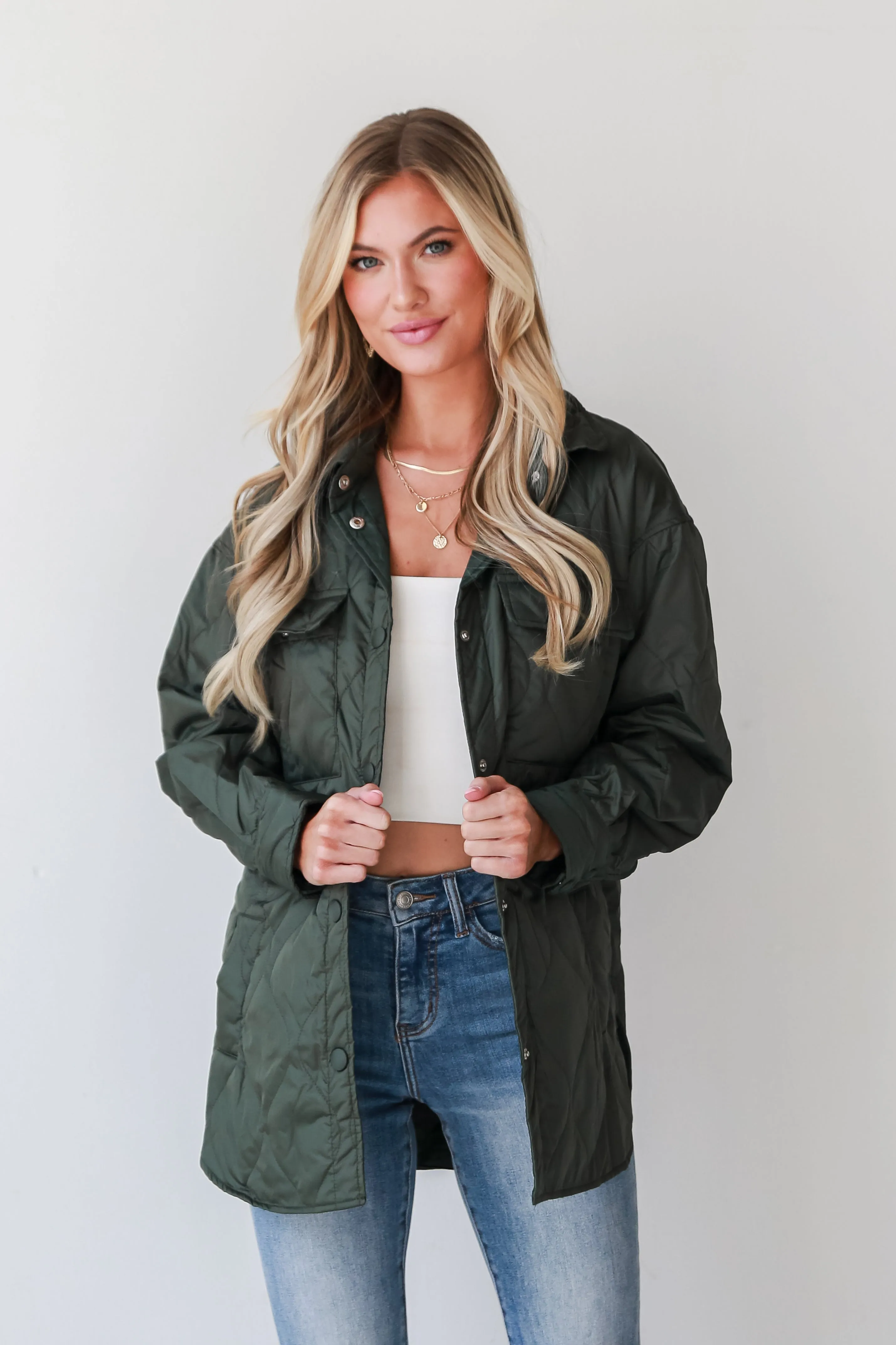 Colder Days Olive Quilted Jacket