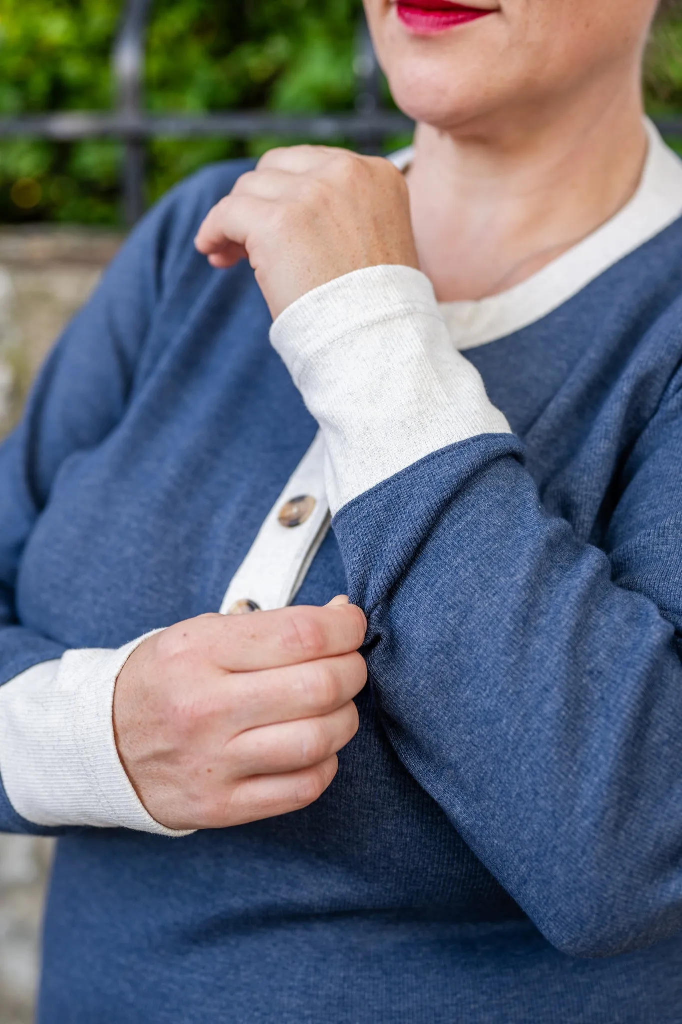 Contrasting Ribbed Henley