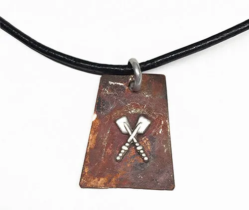 Copper with Silver Petite Crossed Oars Pendant