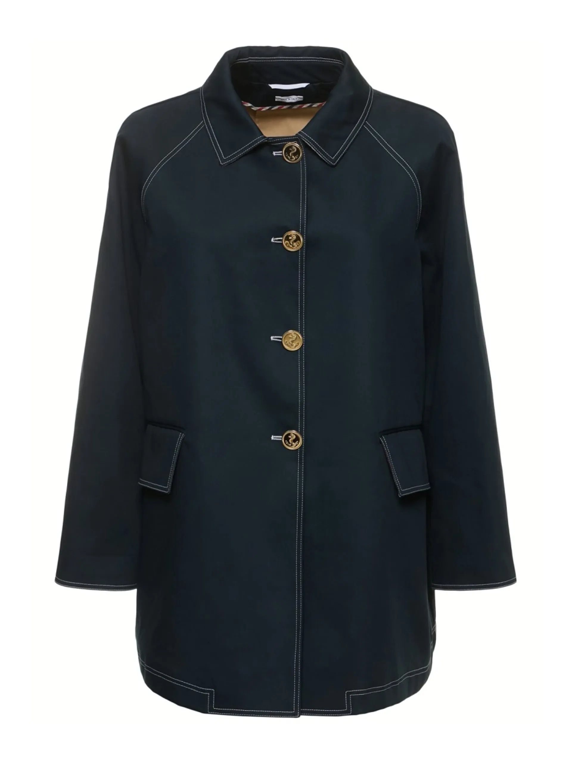 Cotton mackintosh short coat