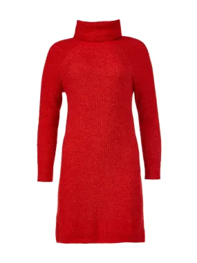 Cowl Neck Sweater Dress in Tamale Red