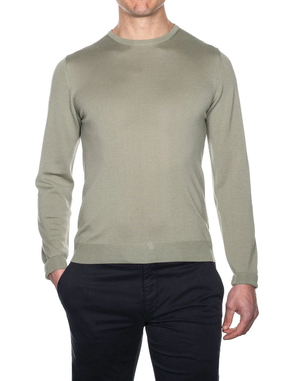 Crew Neck with patches Army Green