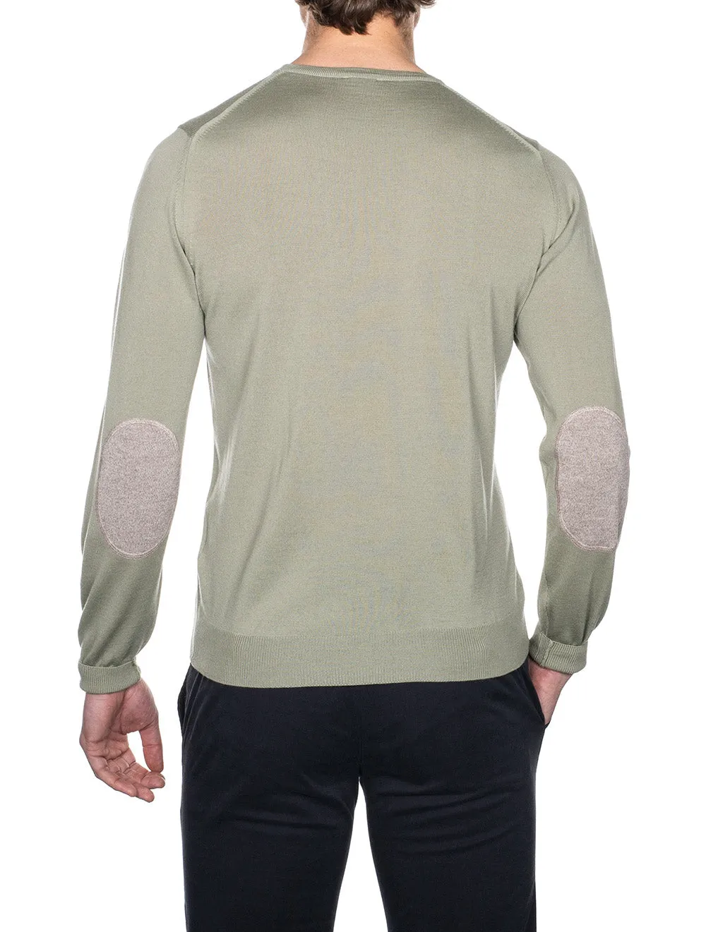 Crew Neck with patches Army Green