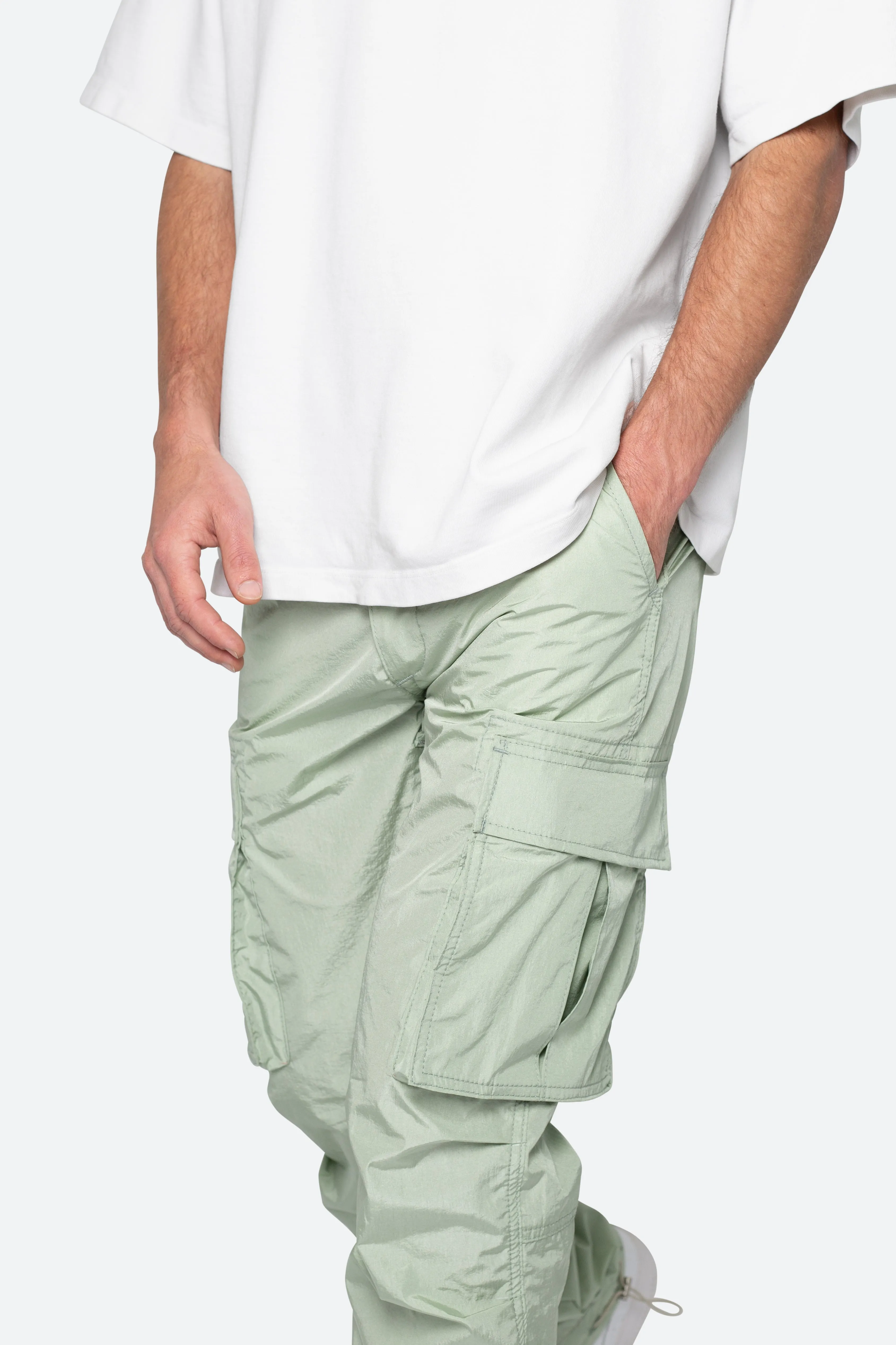 Crinkle Cargo Pants - Green