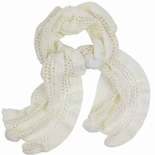 Crochet & Rabbit Fur Scarf - Ivory