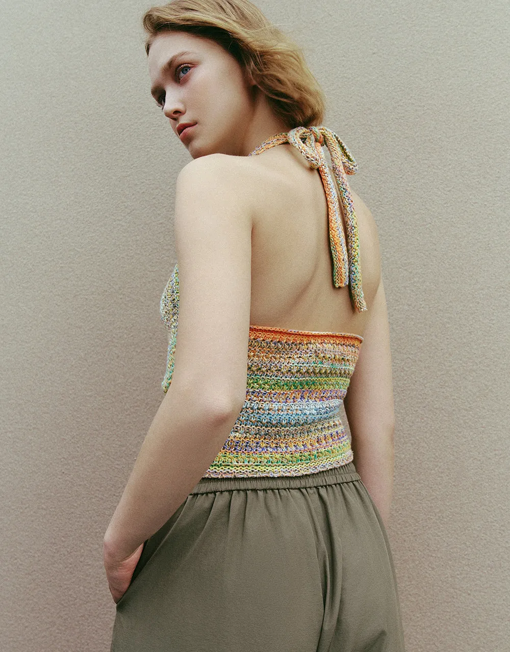 Crochet V-Neck Knitted Tank Top