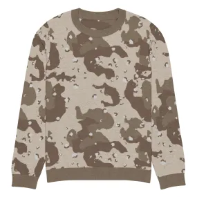 Desert Camouflage Pattern Knitted Crew Neck Sweater