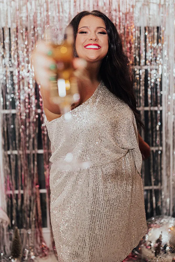 Documenting Memories Sequin Dress In Champagne Curves