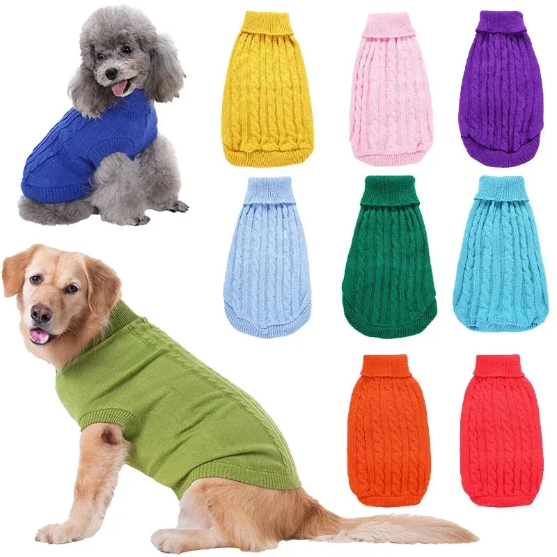 Dog Cat Sweater Winter Warm Dog Clothes for Small Large Dogs Puppy Knitted Clothing Chihuahua Maltese Sweater Labrador Pet Coat