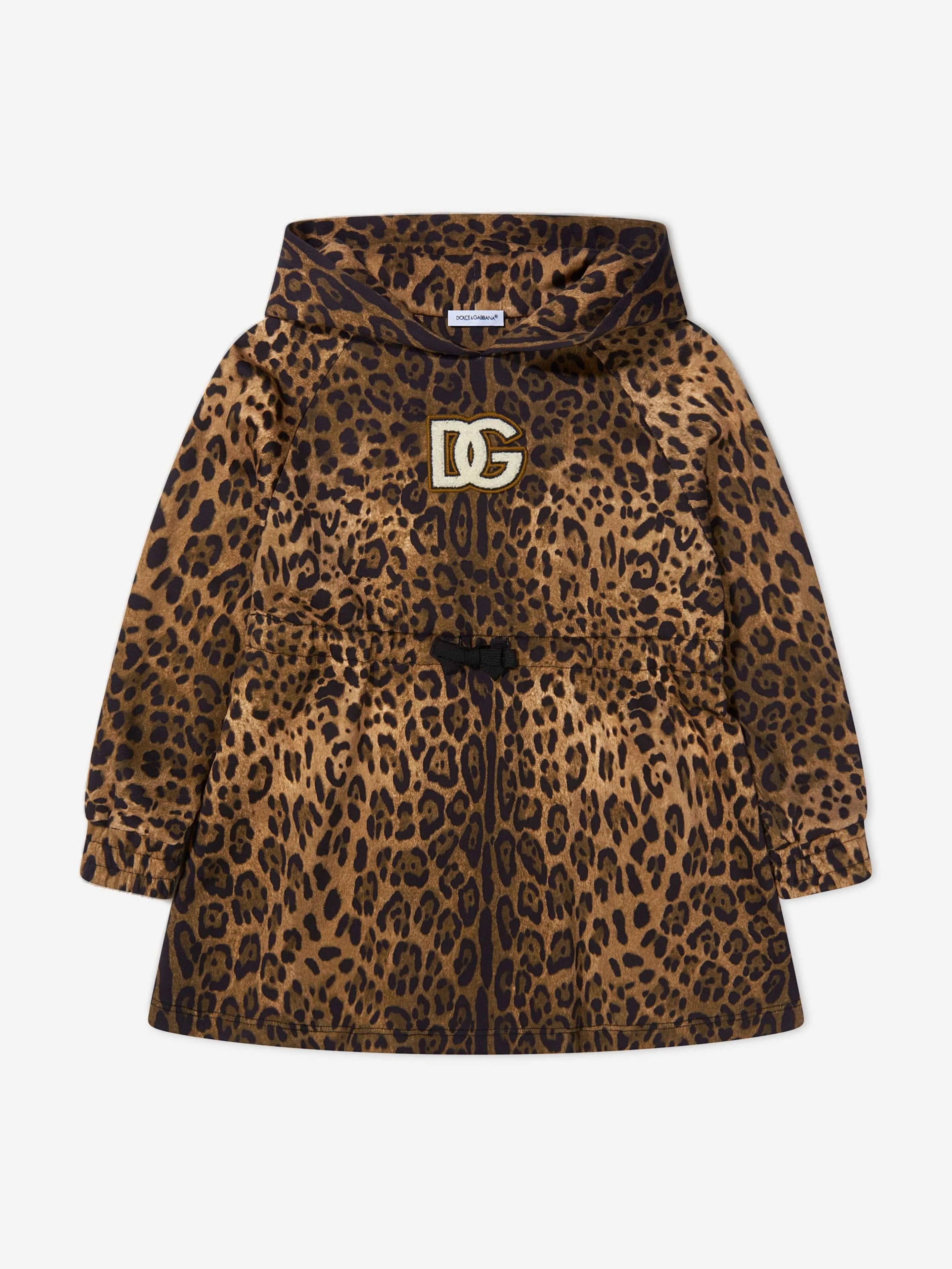 Dolce & Gabbana Girls Leopard Print Hooded Sweat Dress