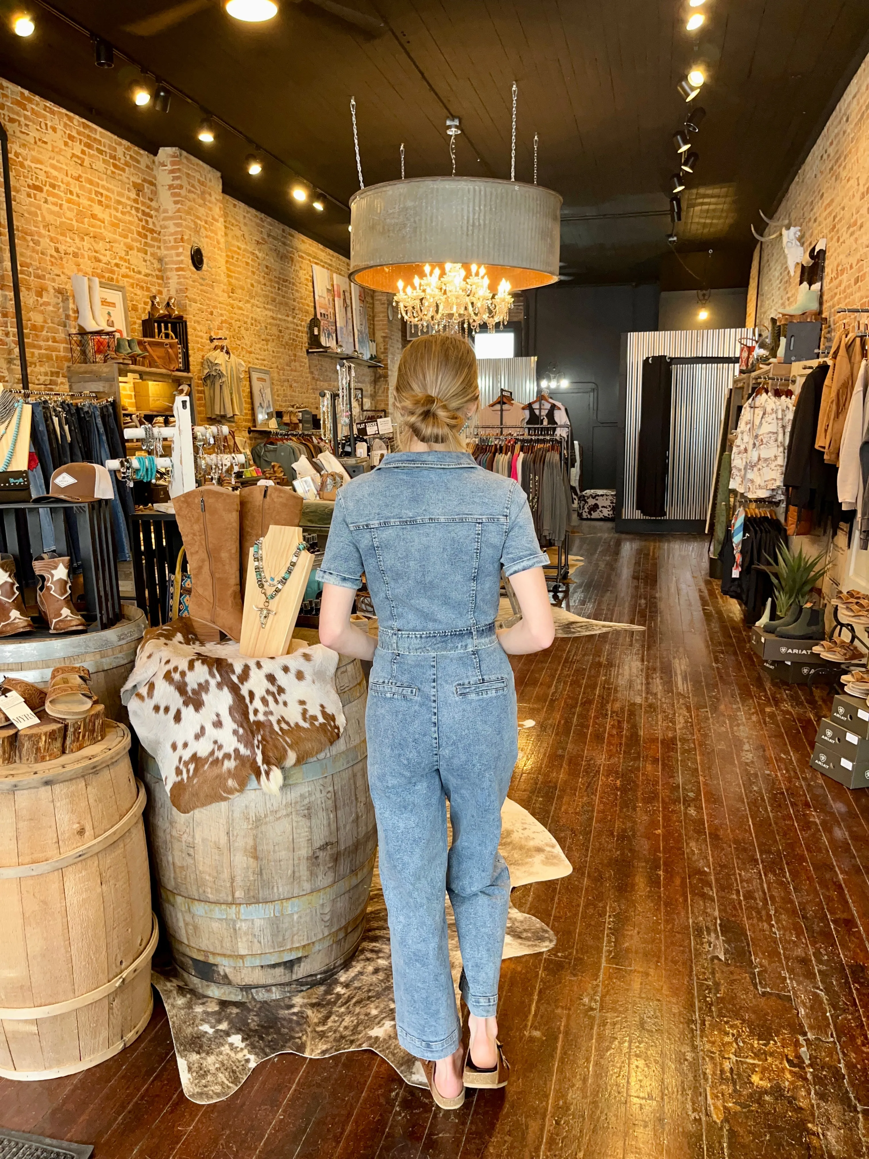 Donna Short Sleeve Cropped Denim Jumpsuit ✜ON SALE NOW✜