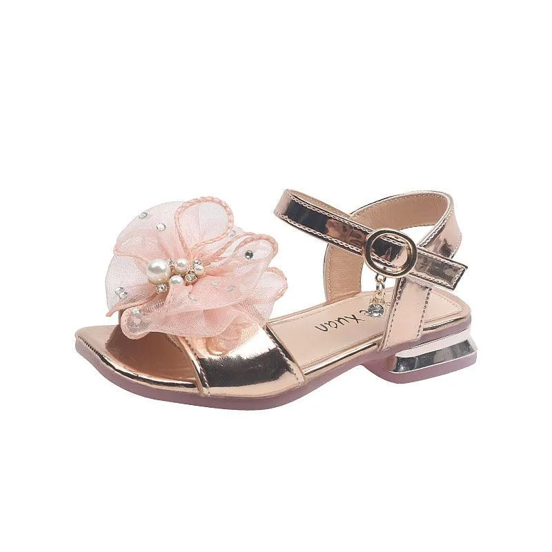 Dreamy Bow Girls' Sandals Pearl-Embellished Create a Little Summer Princess