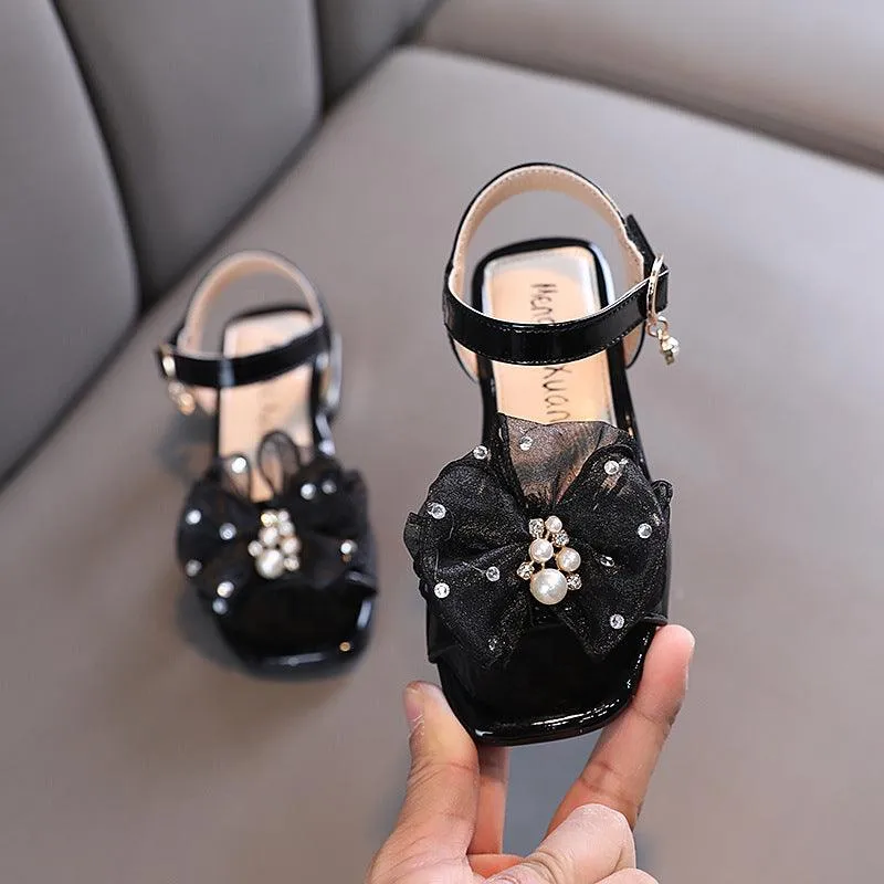 Dreamy Bow Girls' Sandals Pearl-Embellished Create a Little Summer Princess