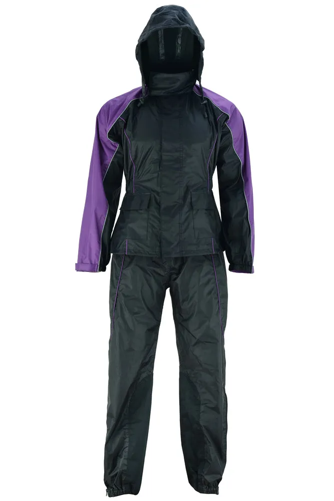 DS575PU Women's Motorcycle Rain Suit (Purple)