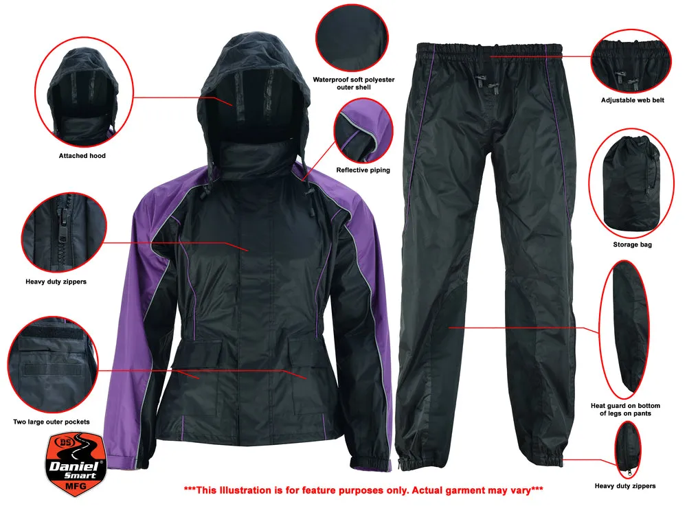 DS575PU Women's Motorcycle Rain Suit (Purple)