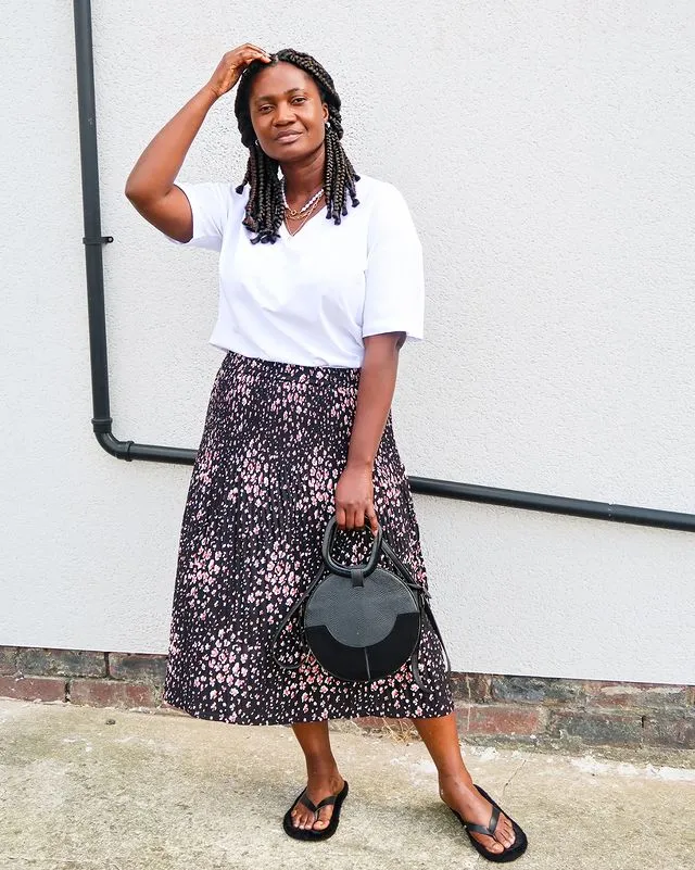 Elasticated Printed Midi Skirt