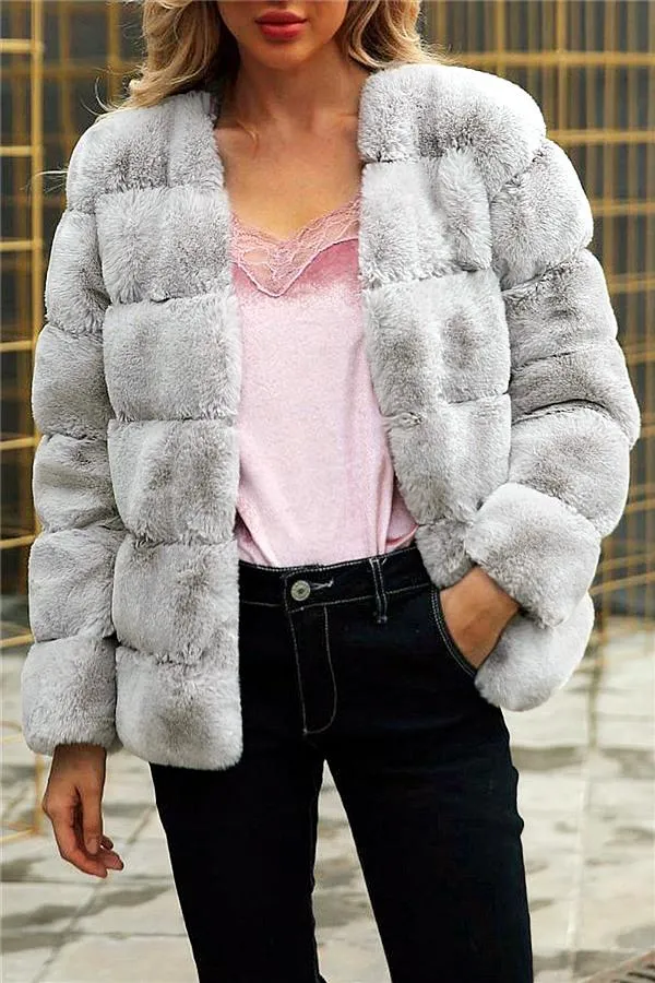 elveswallet Elegant Thick Fluffy Faux Fur Coat - Pink