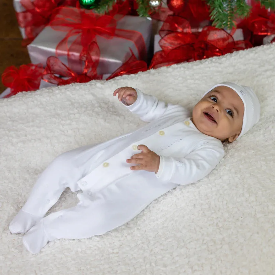 Emile et Rose - White 2 piece outfit, romper and hat