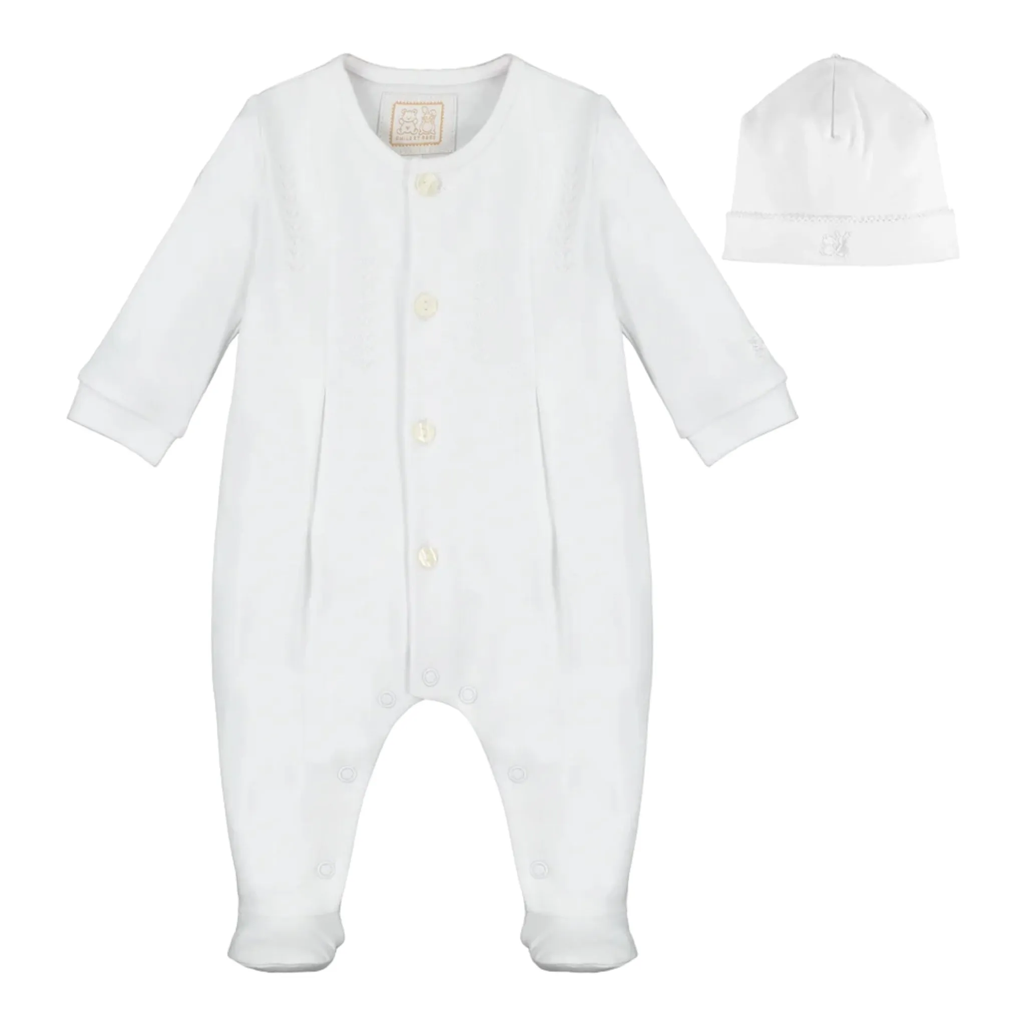 Emile et Rose - White 2 piece outfit, romper and hat